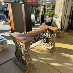Wrought Iron Dining Table with Glass and 6 Chairs