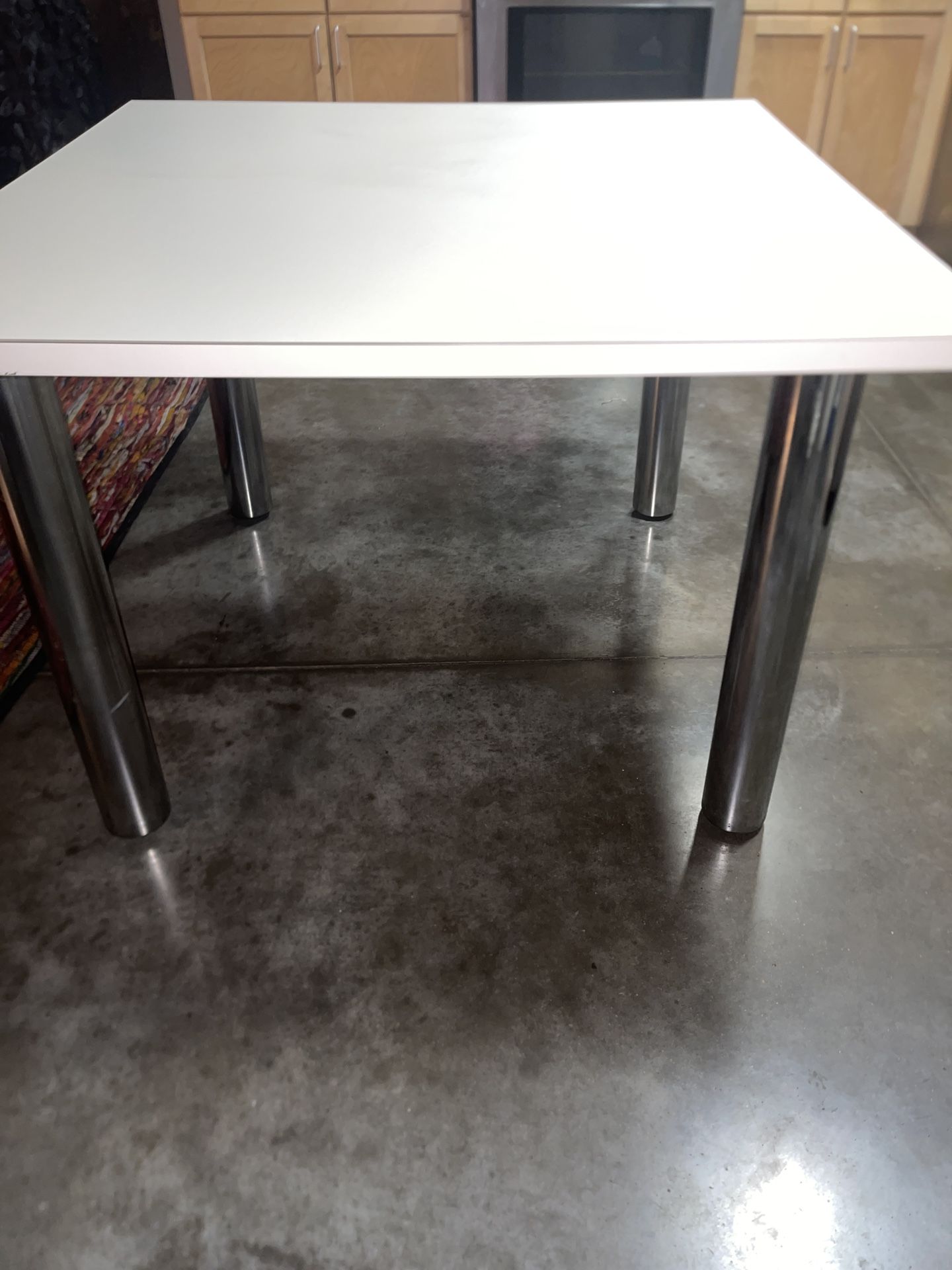 White & Silver Chrome Table