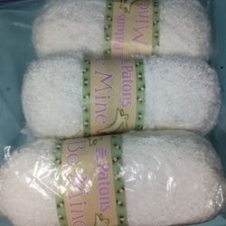 Patons Be Mine 100% Nylon Yarn 3-Pack, Wuzzy White #63005