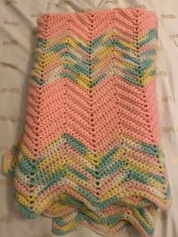 Knitted Blanket handmade Approx 47x34