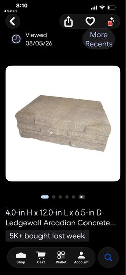 Ledgewall Arcadian Concrete 4.0-in H x 12.0-in L x 6.5-in D