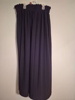 Navy Blue Pleated Maxi Skirt