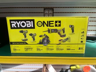 Ryobi ONE+ 18V Cordless 6-Tool Combo Kit with 1.5 Ah Battery, 4.0 Ah Battery, and Charger (Brand New)