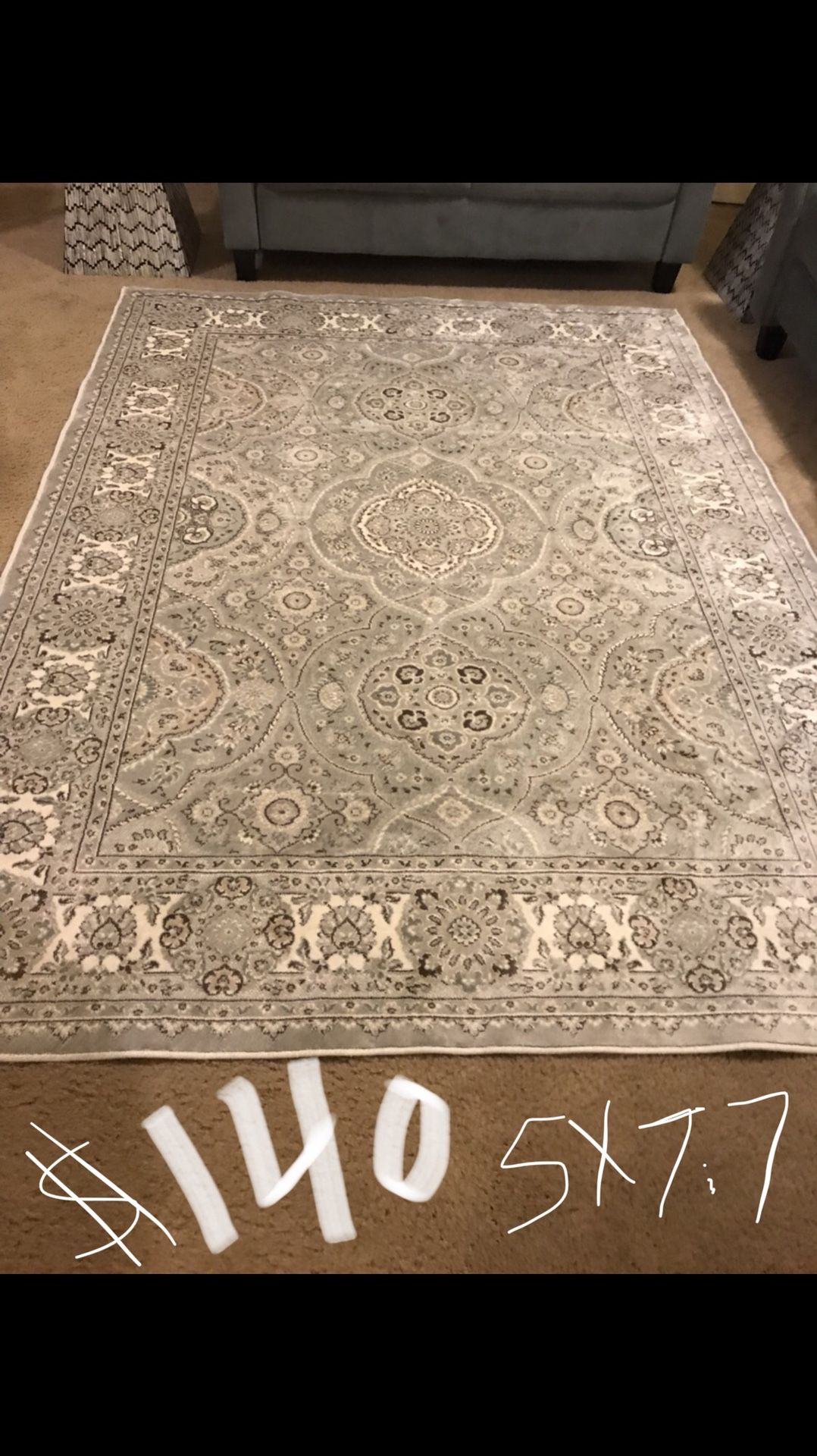 5x7.7 brand new gray floral rug check out my other listings on this page interested message me