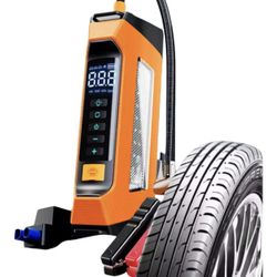 Car Jump Starter with Air Compressor 6000A, 800 Lumen LED Light and 180PSI Portable Battery Jump Box (9L Gas or 8L Diesel),12V Auto Tire Inflator Jump