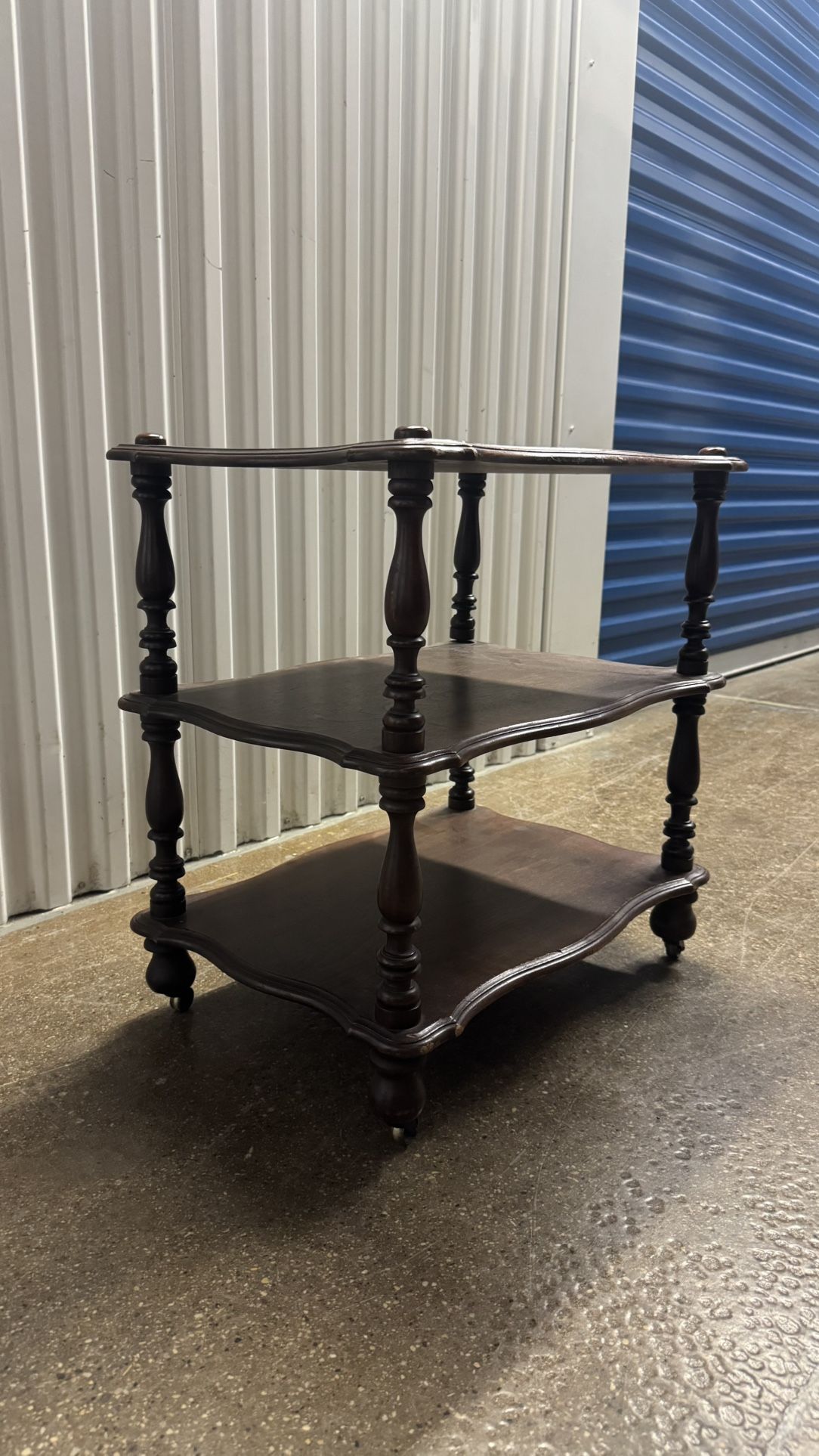 victorian mahogany rosewood 3-tiered rolling bookcase