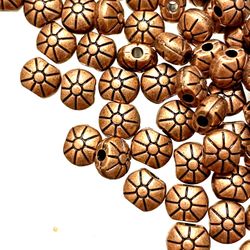 Lot Of 60 6mm Copper Floral Beads