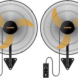 20 Inch Wall Mount Fan Oscillating, Extended 3.3ft Wired Remote and 6.6ft Power Cord, 3-Speed Industrial Wall Mounted Fan for