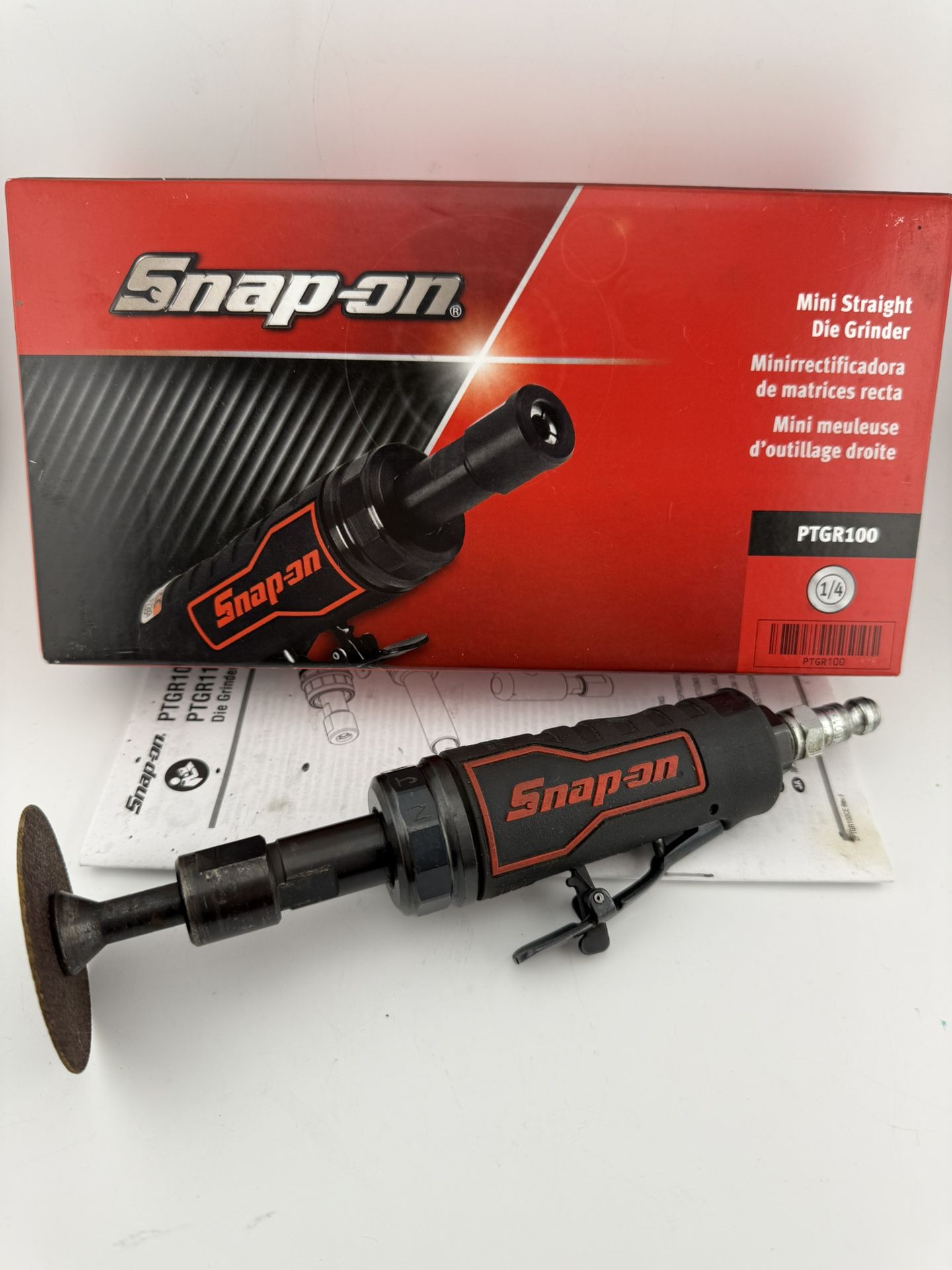 Snap On Tools PTGR100 1/4" 1/3HP GUN METAL Mini Straight Die Grinder