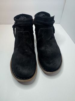 Born Black Suede Side Zip Ankle Boots Womens Size 8.5