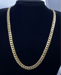$4000 Yellow Gold w Zirconia Hollow Cuban Chain Necklace