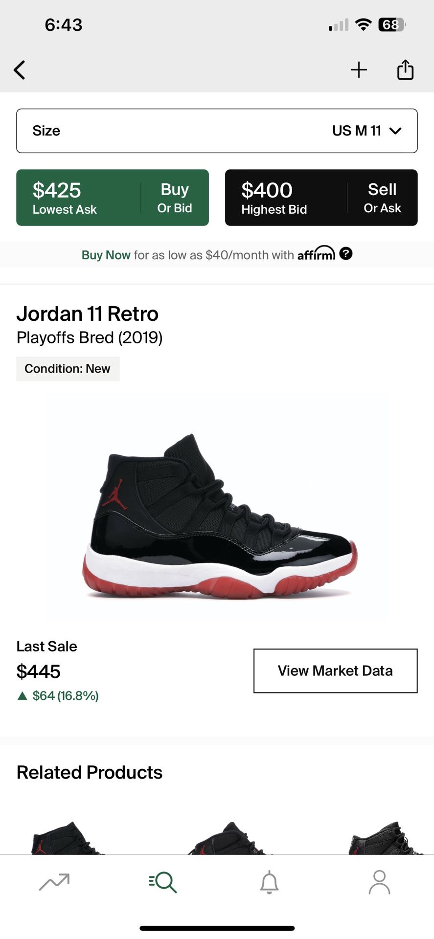 Jordan Bred 11 Size 11