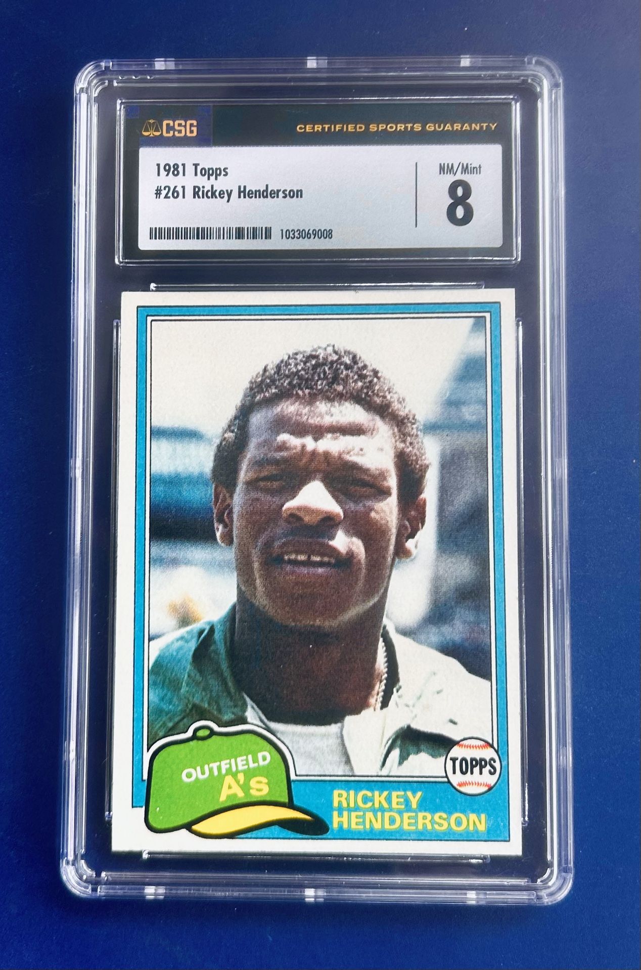 1981 Topps Rickey Henderson Baseball Card Graded CSG 8