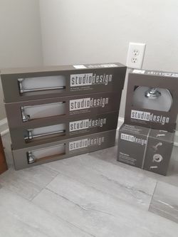 Brand New STUDIO DESIGN TOWEL Bars, Ring TOWEL HOLDER And Tub & Shower Faucet Set $