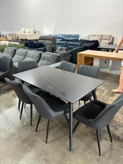 Set of 7 dining table and chairs marble table.