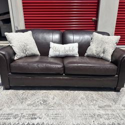 FREE DELIVERY – Dark Brown Faux Leather Couch | Clean, Comfy & Affordable