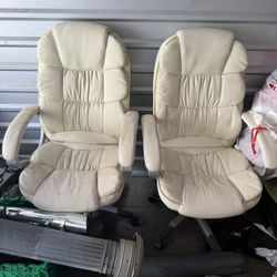 2 Cream Computer Chairs 