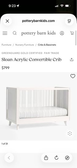 Pottery barn acrylic crib