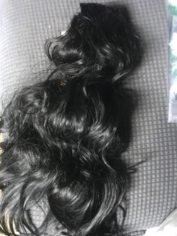 22”human clip in hair extensions black