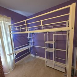 Metal Twin Loft Bed Frame With Mattress