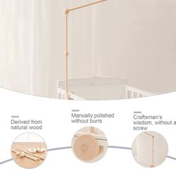 Baby Crib Mobile Arm - HBM 27 Inch Wooden Mobile Arm for Crib Mobile Hanger for Crib Baby Girl Nursery Decor ( Crib Mobile Holder )