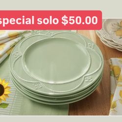 Set De 4 Plato’s Grandes Marbella Verdes $50.00 Especial Princess House 