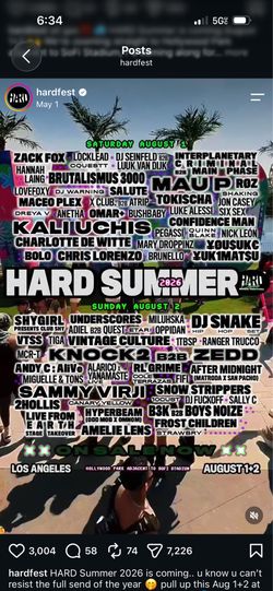 HARD SUMMER 2026 GA sunday wristbands
