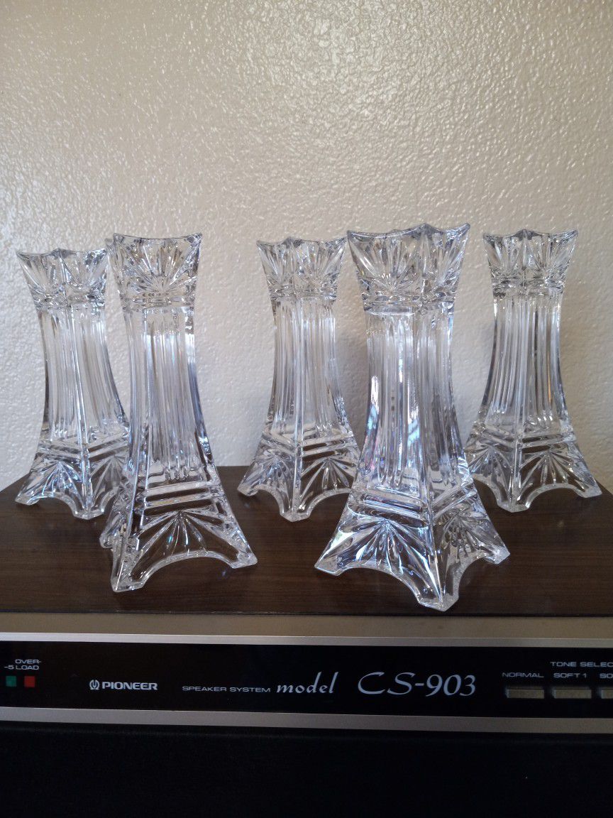 6 Pieces Of Waterford Crystal Candle Holders 