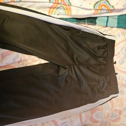 Black and White Joggers with Side Stripe