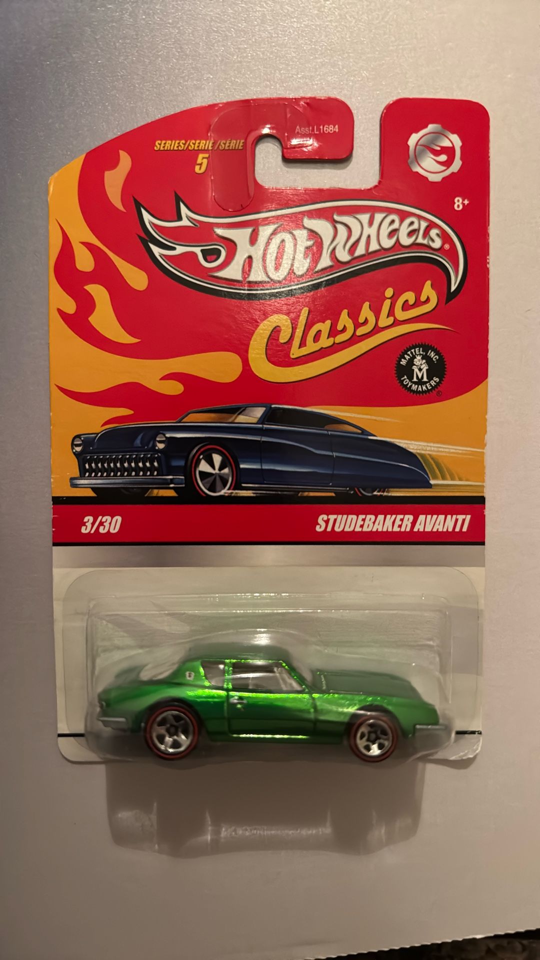 Hot Wheels Classics Series 5 #3 Studebaker Avanti Special paint Green 2008 MOC RARE INT PACKAGE