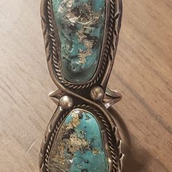 Sterling Silver Handmade Ring With Genuine Turquoise Size 9.5