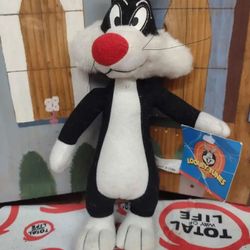 Vintage 1997 Warner Bros Looney Tunes Play By Play Sylvester Cat Plush With Tag 