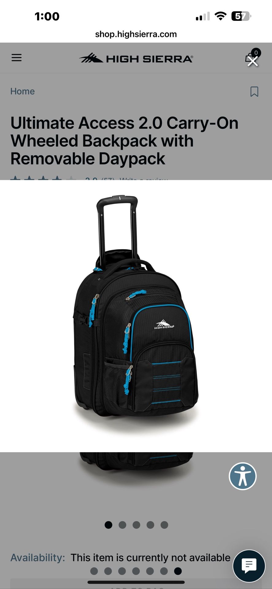 Ultimate Access 2.0 Carry-On Wheeled Backpack with Removable Daypack