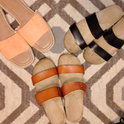 Universal  Thread Sandals Lot 3 Pair Sz 8 Peach/Nude, Brown, Black