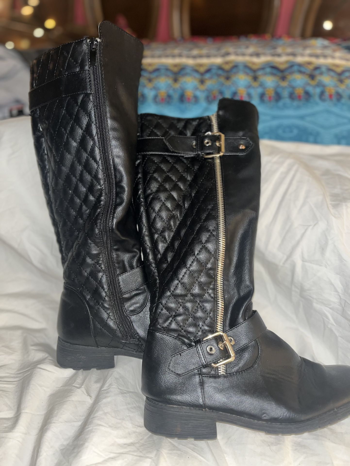 Quilted Black Boots