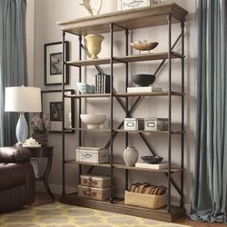 iNSPIRE Q Artisan Barnstone Cornice Double Shelving Bookcase