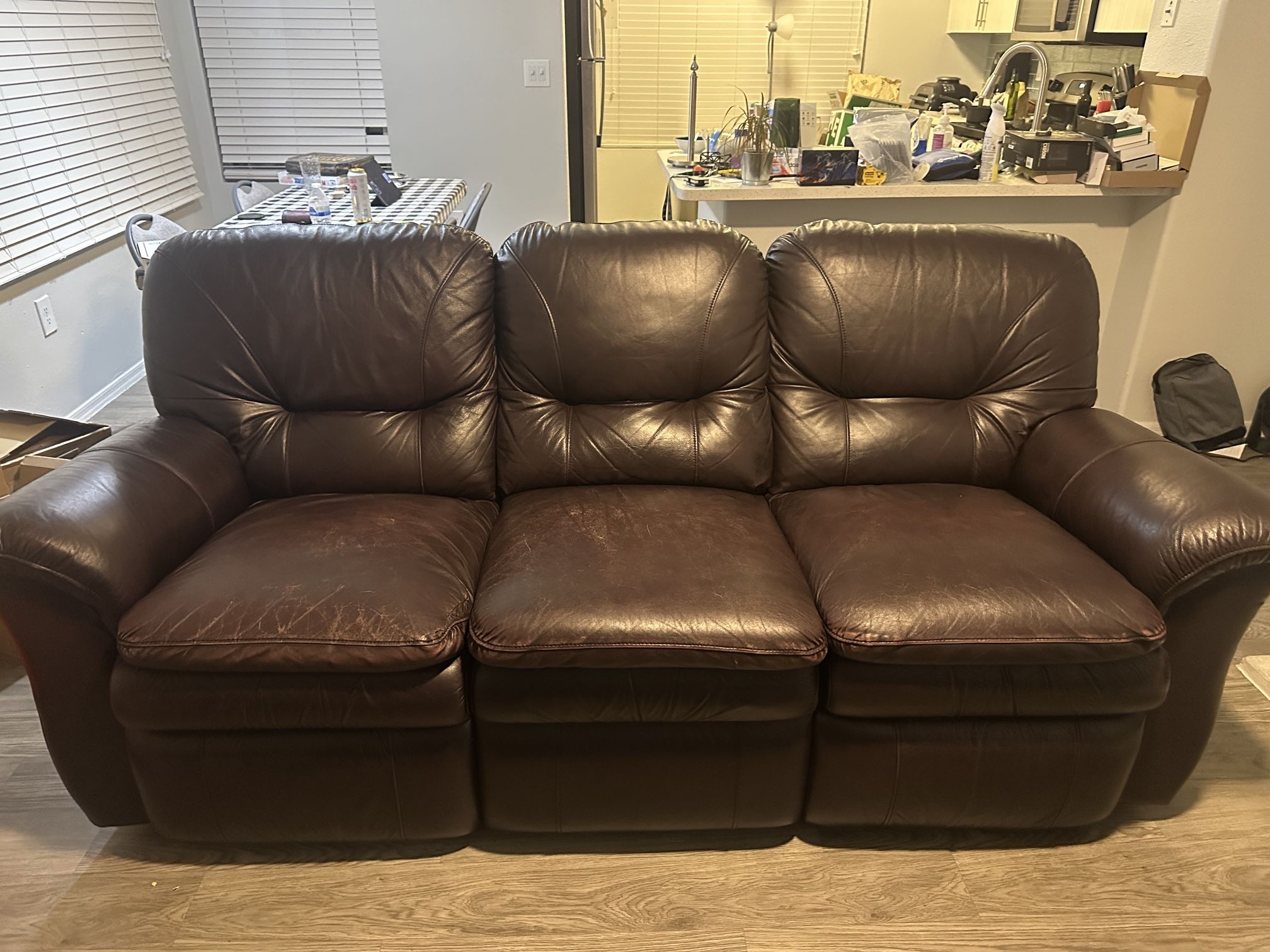 La-Z-Boy leather reclining sofa