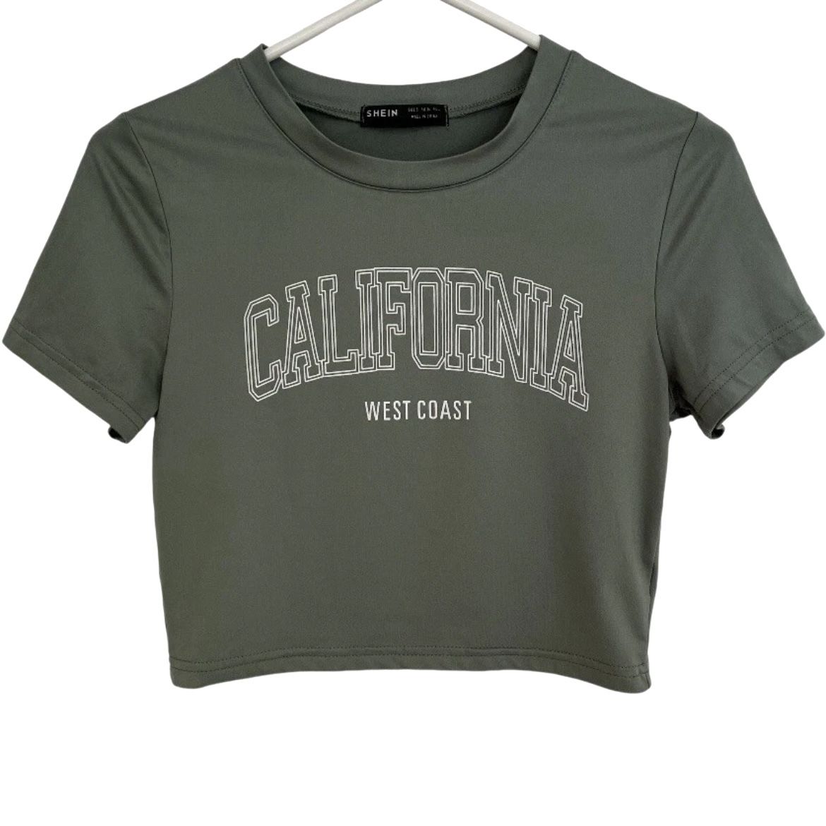 Shein Womens S Unity Letter Graphic Crop Tee California West Coast Green