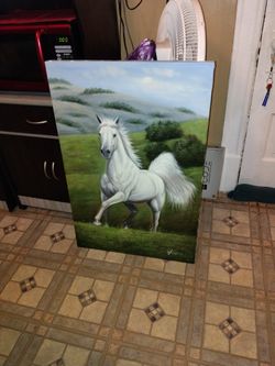 spectacular Vintage Horse painting

