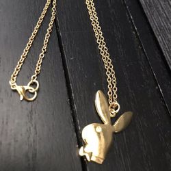 18K Gold Link Charm Necklace with Playboy Bunny/ jewelry gift paparazzi club drip new fun