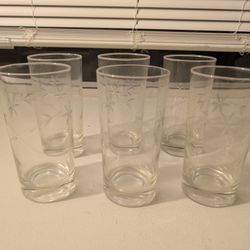 Set Of 6 Etched Glasses