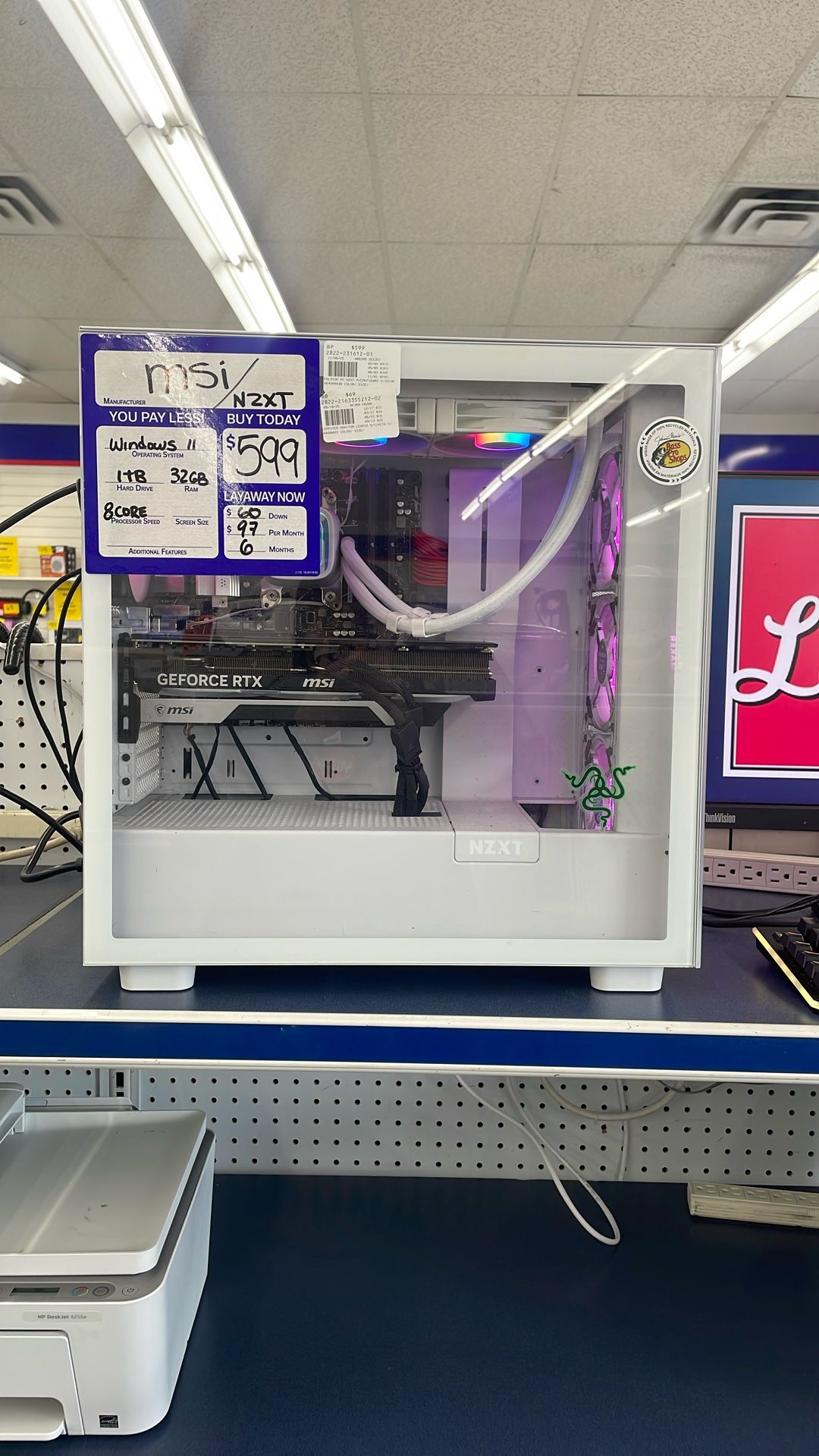 MSI PC and Thinkvision monitor