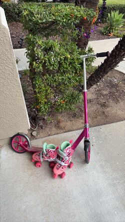 Pink Razon scooter + Rollerskate+ Pads