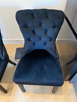 4 Black Velvet Dining Chairs