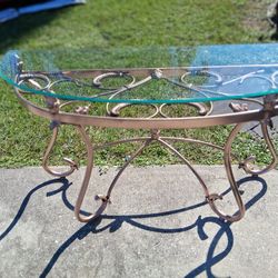 Entrance Half Moon Table Wrought Iron Glass