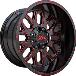 Set de rines rojos con negros en  22”con pack de gomas new
