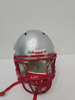 Riddell Football Helmet Silver with Red Facemask