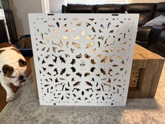 Large White Carved Wood Decorative Wall Art Panel