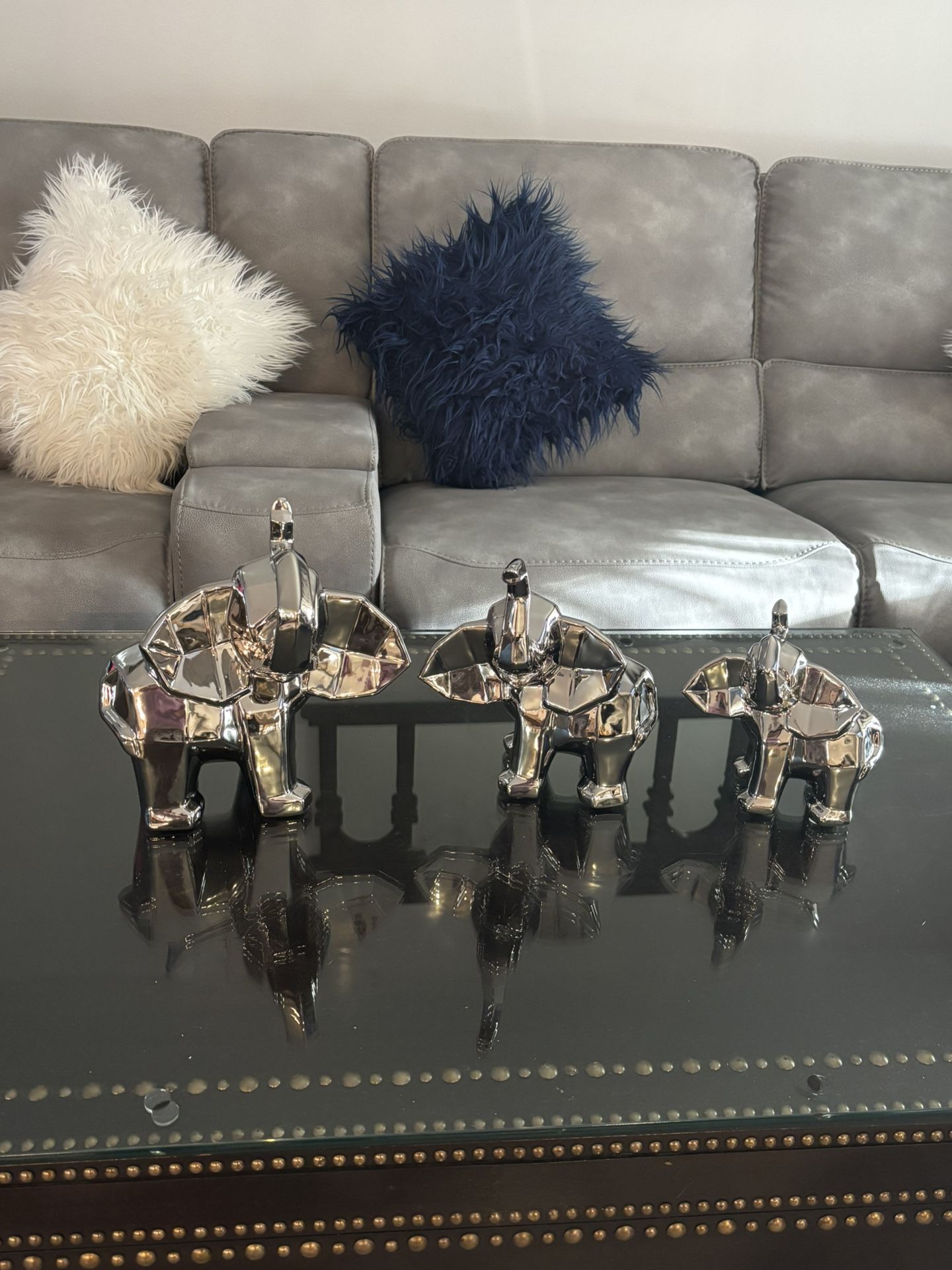 Elephant Trio Collectible Statue Figurine