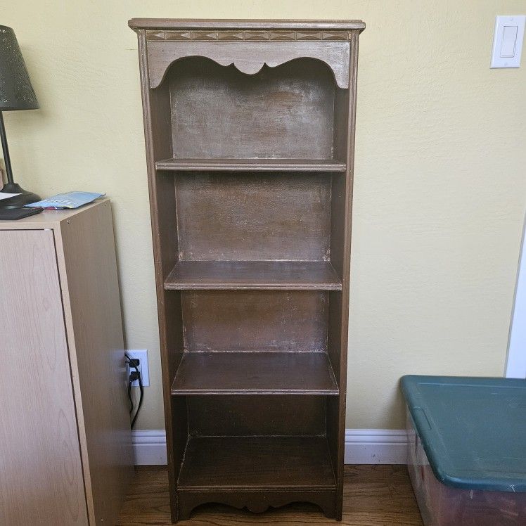 Vintage Wooden 4-Shelf Bookcase